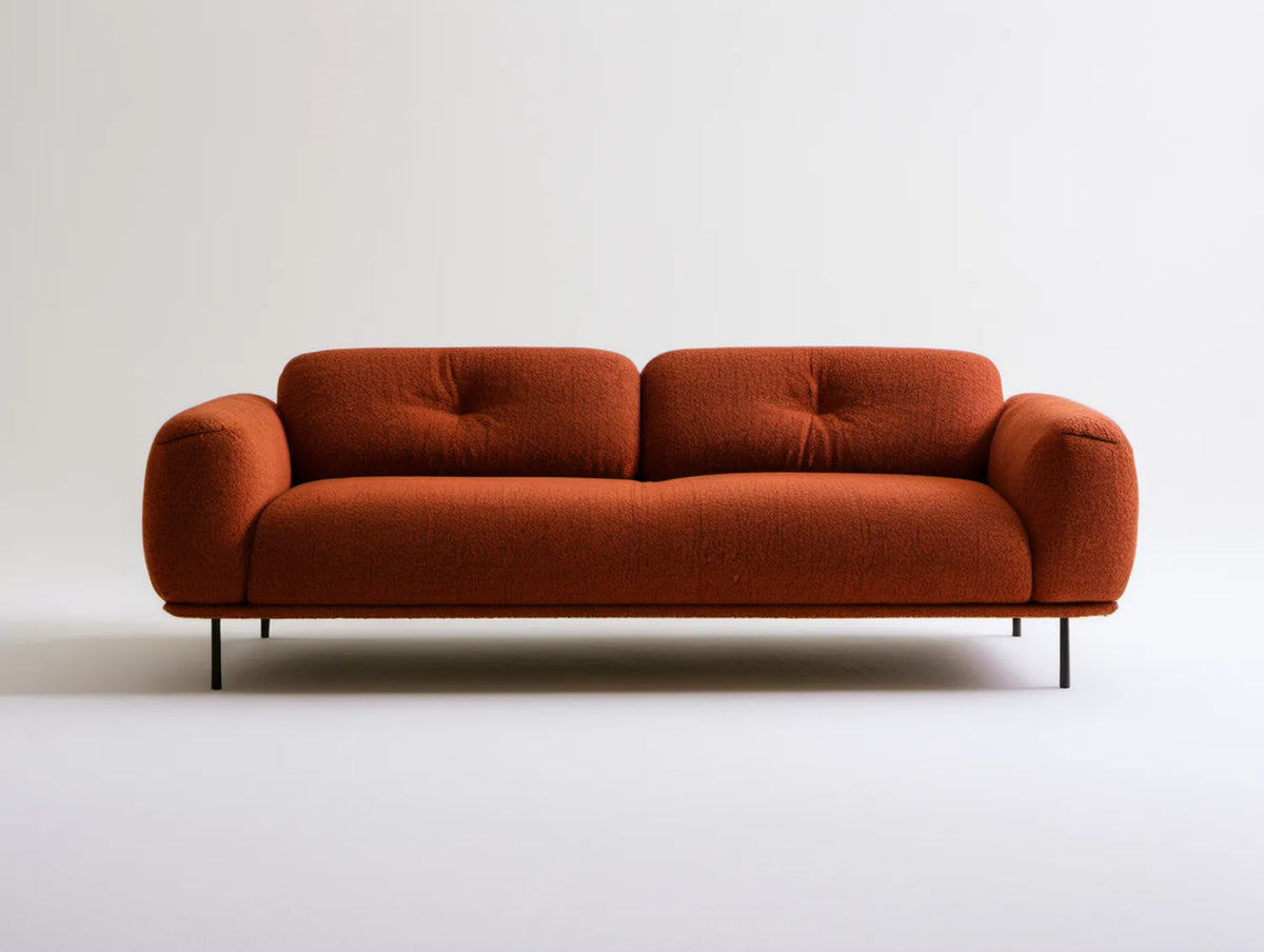 Trzyosobowa sofa bouclé rdzawa 220 × 95 × 78 cm