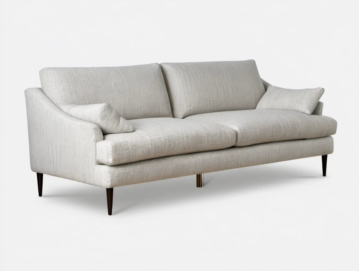 Sofa 2-osobowa jasnoszara z ciemnobrązowymi nogami, 200 x 92 x 86 cm