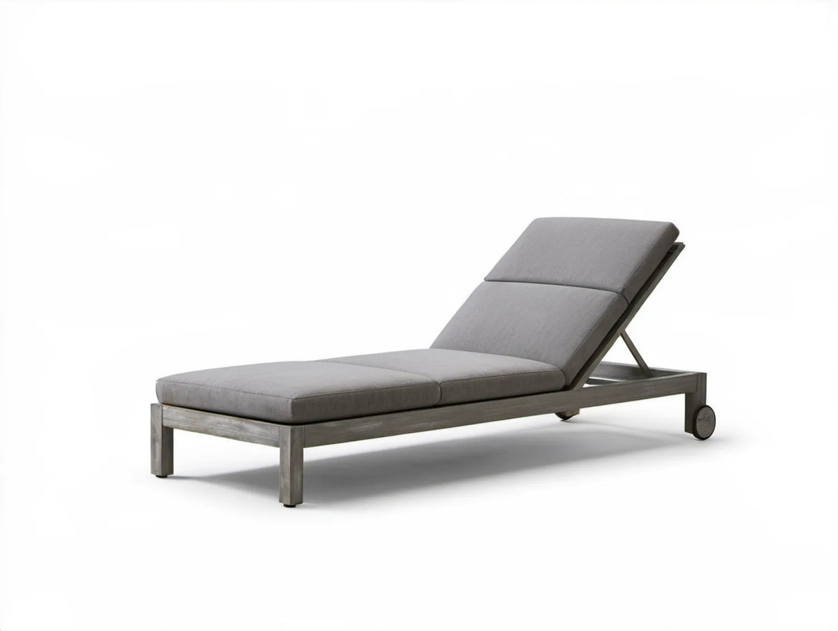 Regulowany leżak ogrodowy szary z aluminium i poliestru 200 x 65 x 35 cm