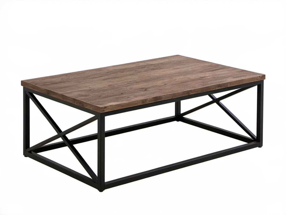 Prostokątny stolik kawowy brązowo-czarny z blatem MDF, 100 x 60 x 45 cm