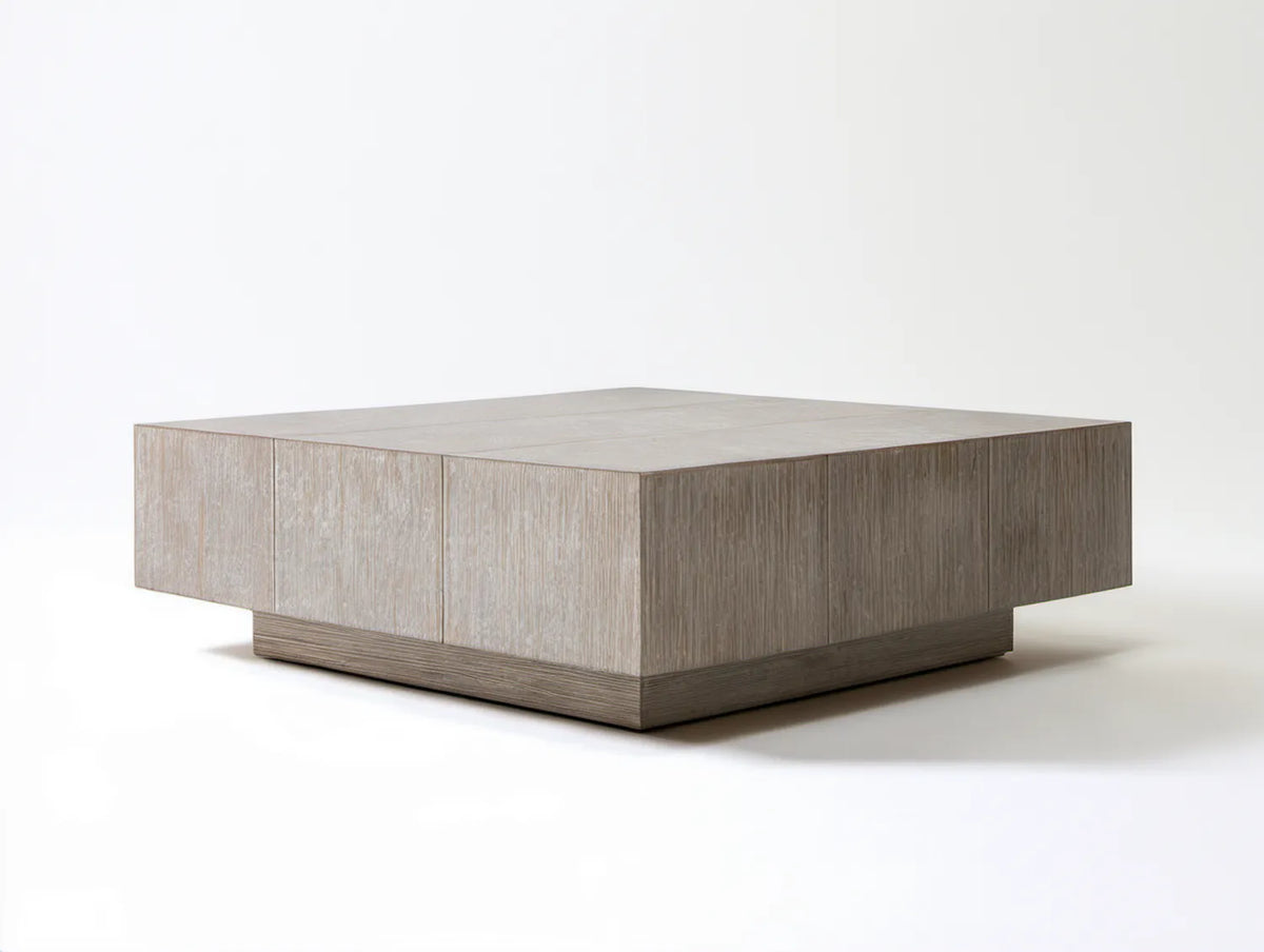 Kwadratowy stolik kawowy z płyty MDF 100 x 100 x 35 cm, szarobeżowy z ciemnoszarobrązową podstawą