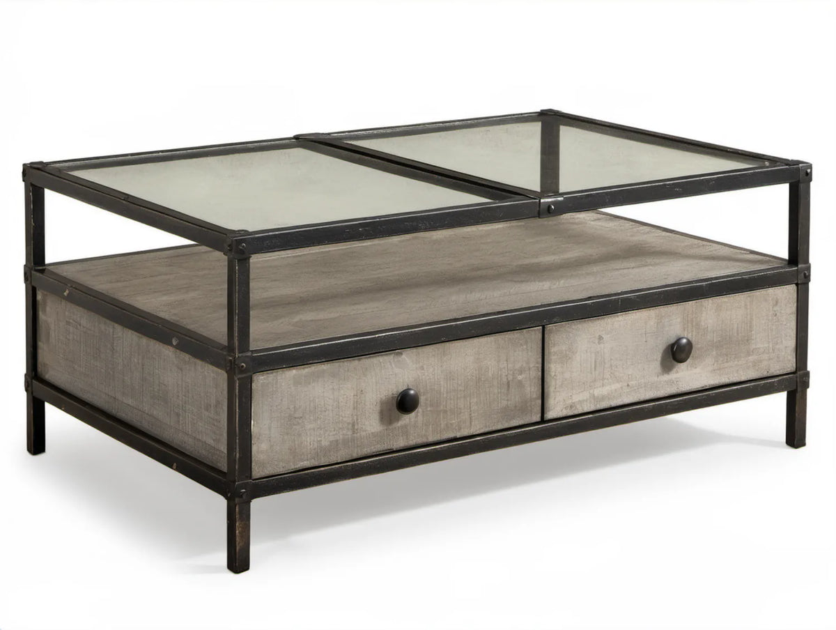 Stolik kawowy z 2 szufladami 120 × 60 × 45 cm Szary/Czarny