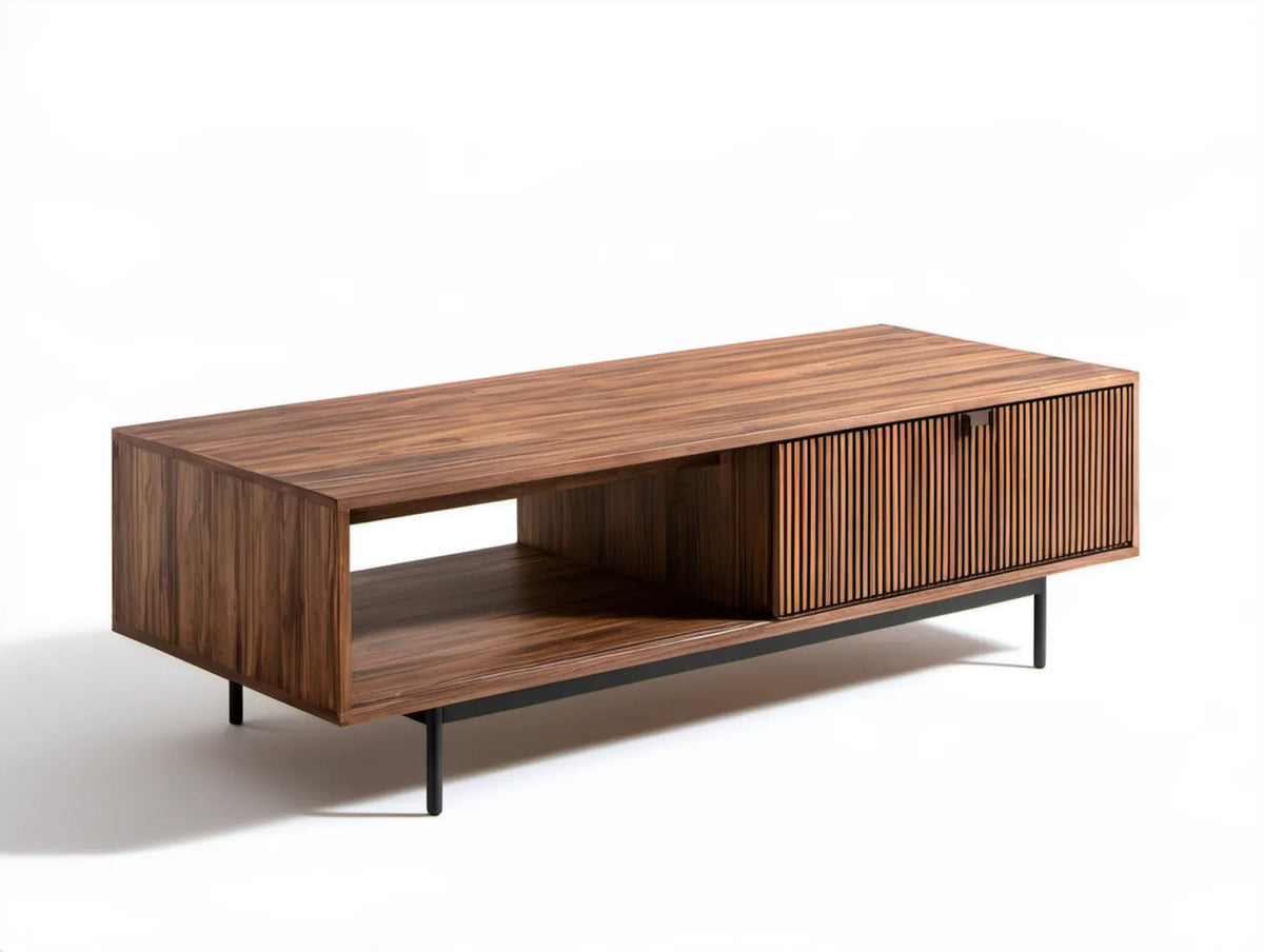 Prostokątny stolik kawowy z forniru orzechowego 120 x 60 x 45 cm