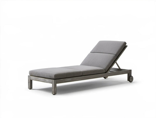 Regulowany leżak ogrodowy szary z aluminium i poliestru 200 x 65 x 35 cm